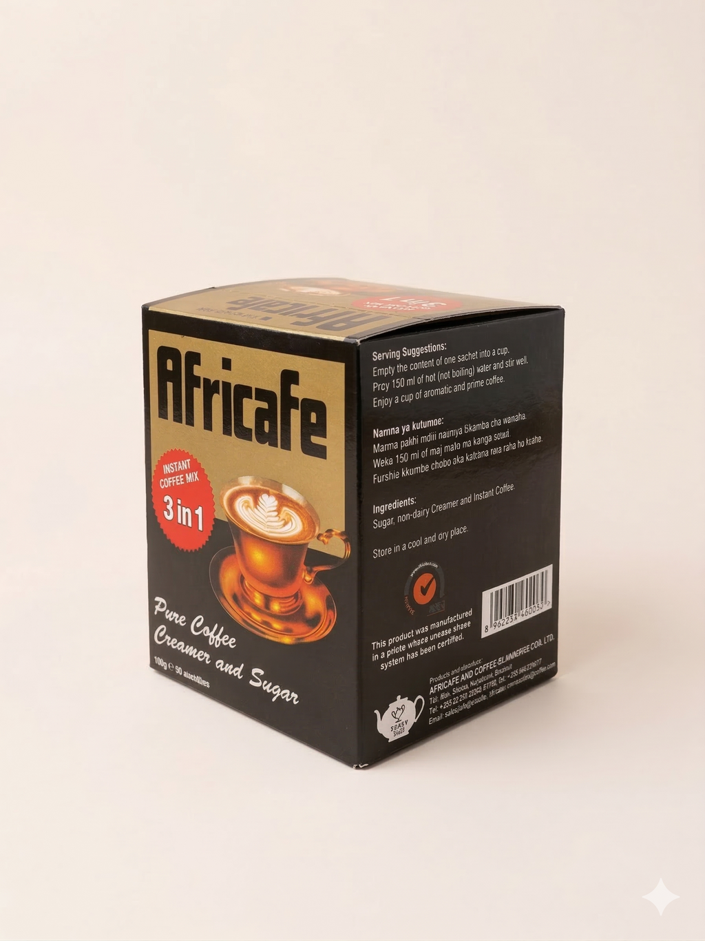 Africafe Premium 3-in-1 Instant Coffee Mix | Sweet & Creamy Tanzanian Brew (10 Sachets)