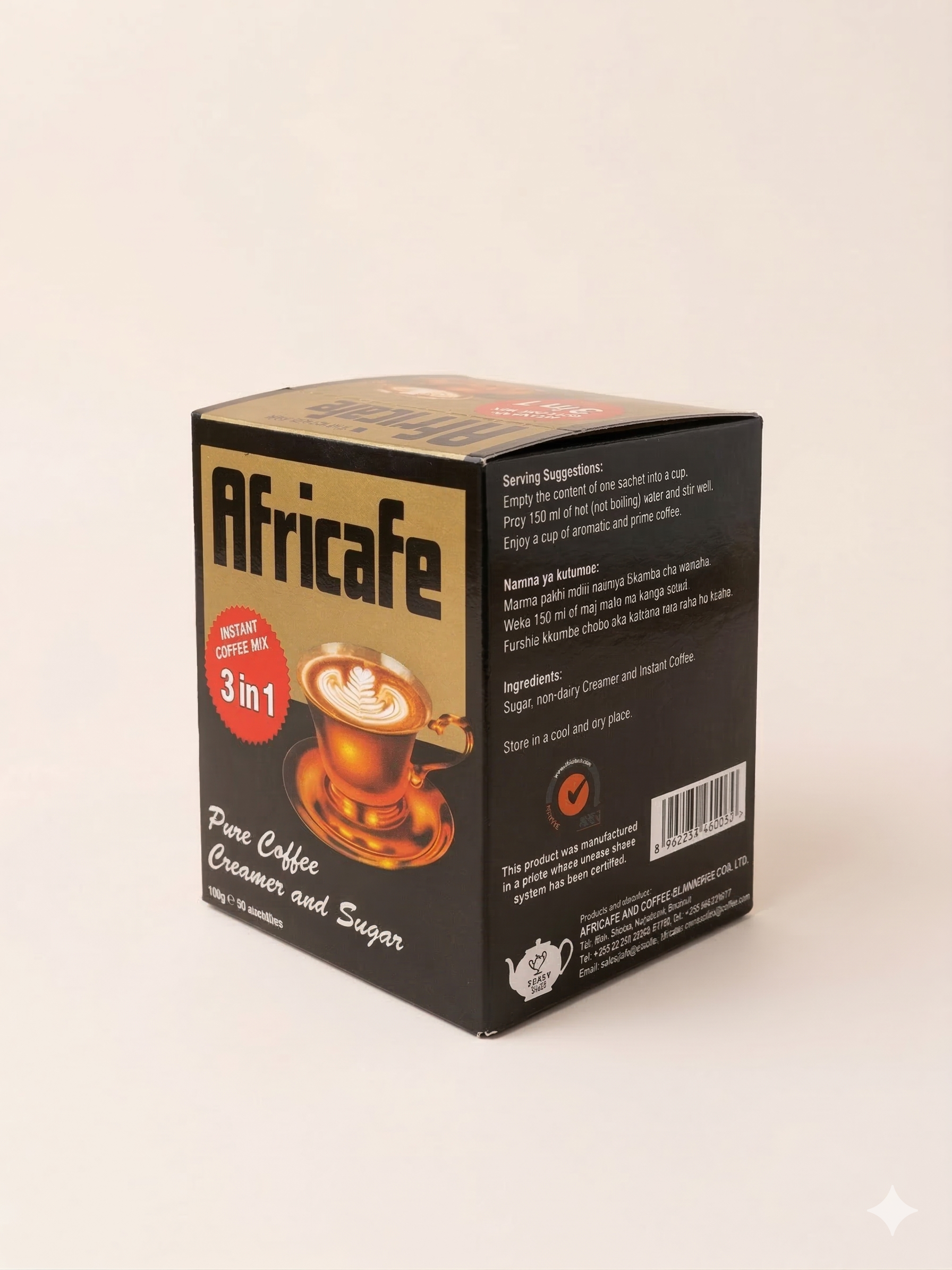 Africafe Premium 3-in-1 Instant Coffee Mix | Sweet & Creamy Tanzanian Brew (10 Sachets)