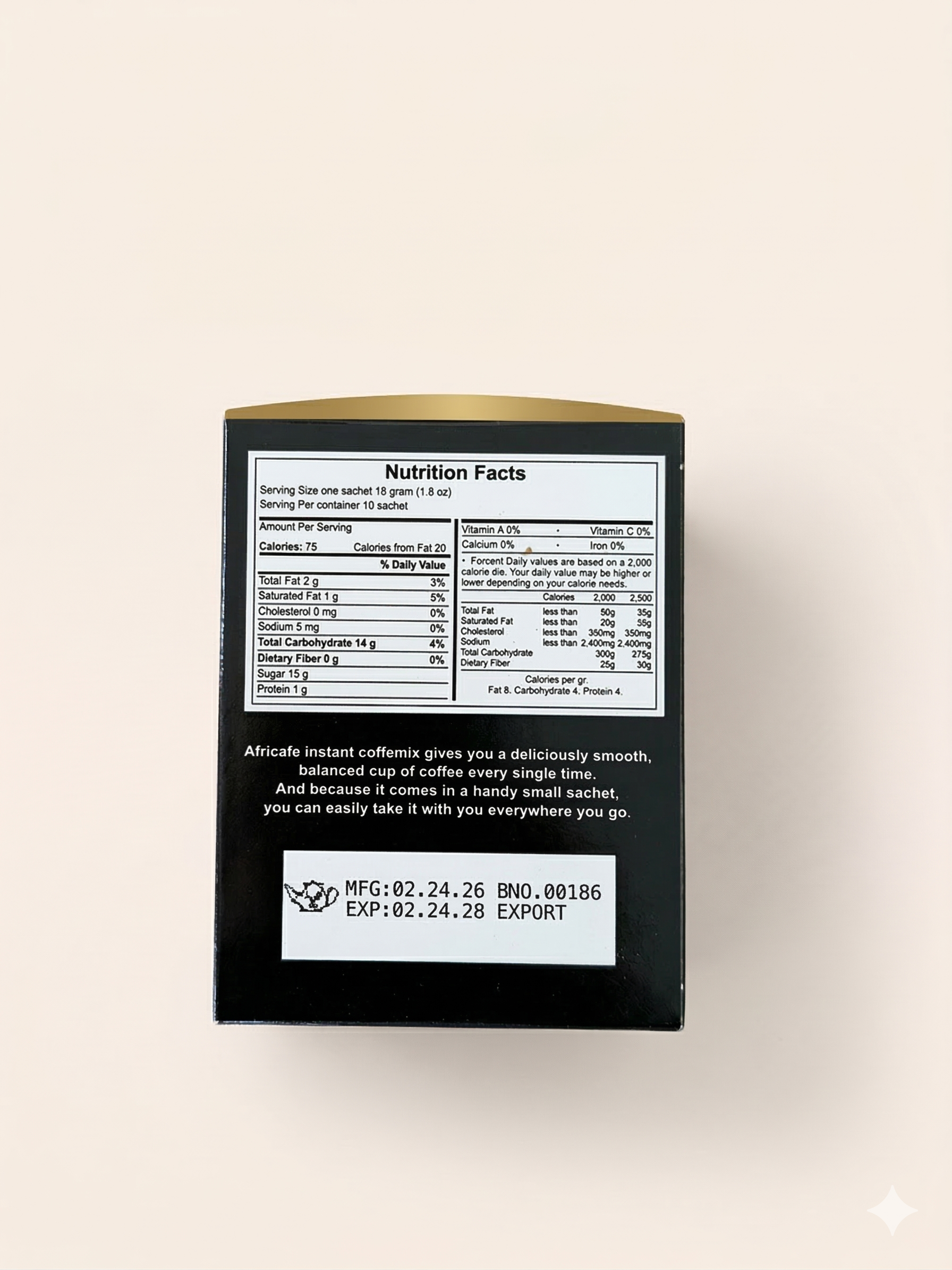 Africafe Premium 3-in-1 Instant Coffee Mix | Sweet & Creamy Tanzanian Brew (10 Sachets)